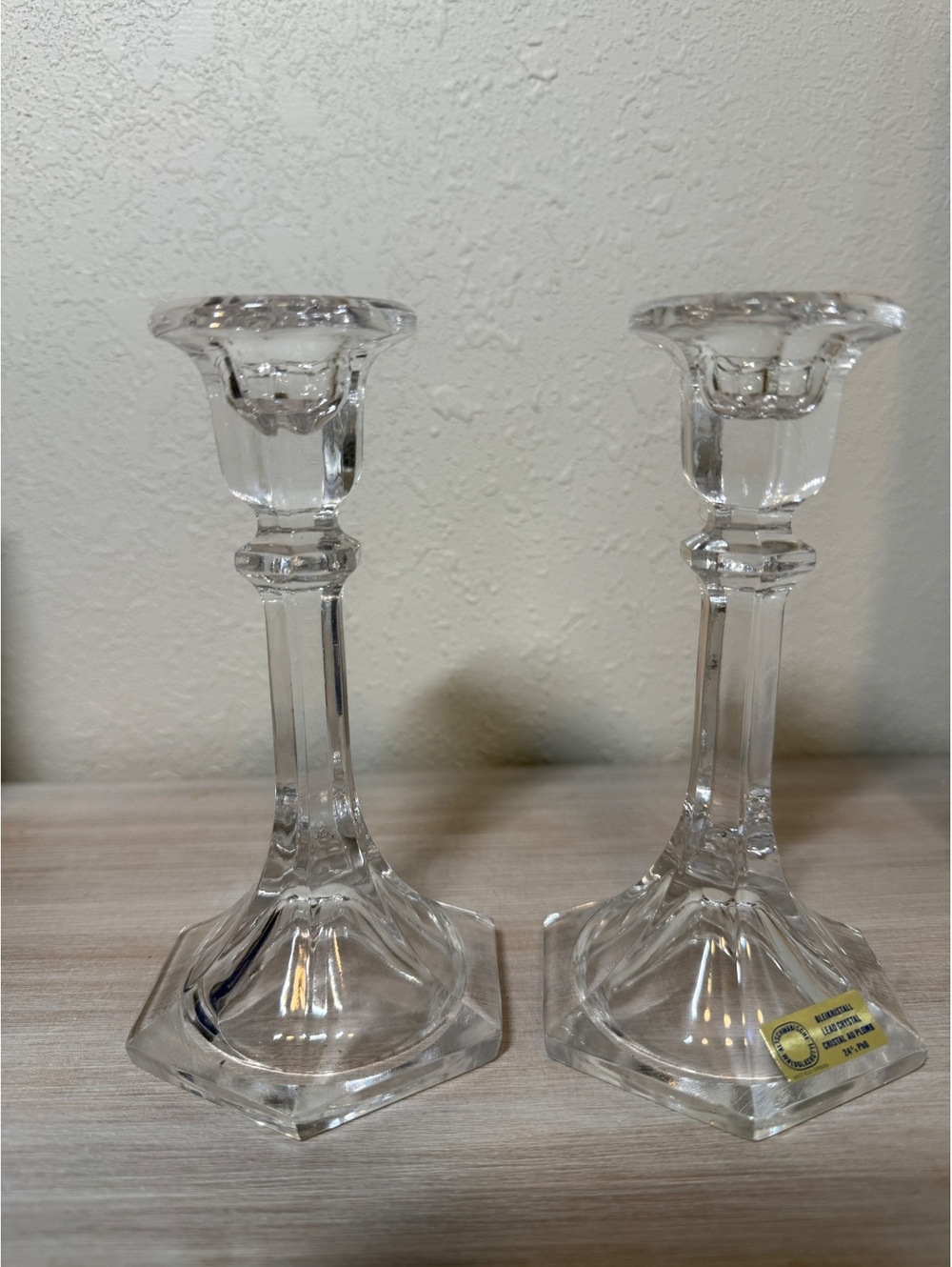 Pair of Genuine Lead Crystal Candle Holders with Original Boxes